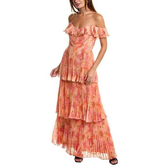 Theia Dresses & Skirts - Theia Printed Clip Dot Chiffon Gown